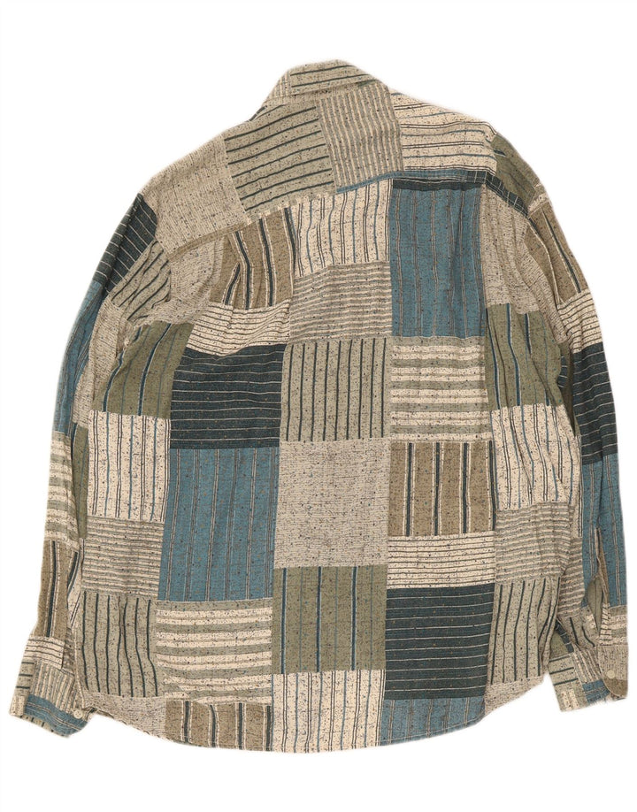 Azzurra Herreskjorte Stor Grøn Patchwork Bomuld