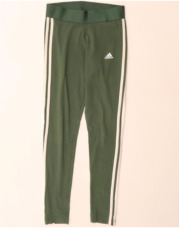 Adidas Womens Leggings UK 8/10 Small Green Bomuld
