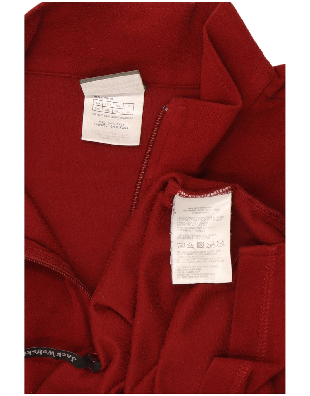 Jack Wolfskin Herre Zip Neck Fleece Jumper UK 48 2XL Rød Polyester