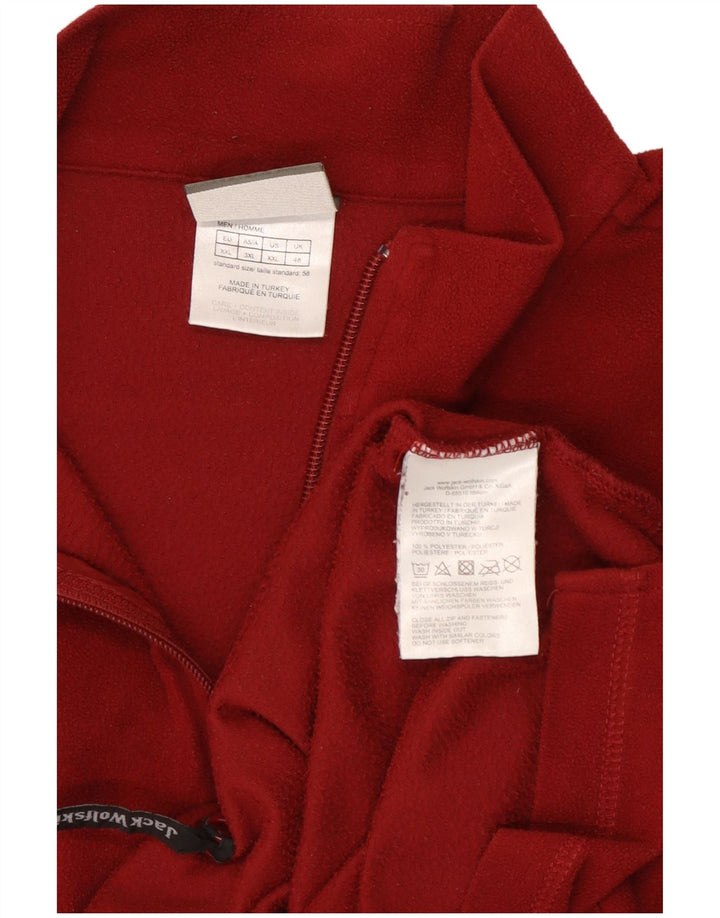 Jack Wolfskin Herre Zip Neck Fleece Jumper UK 48 2XL Rød Polyester