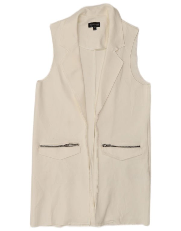 Topshop Dame Loose Fit Longline vest UK 10 Small White Polyester