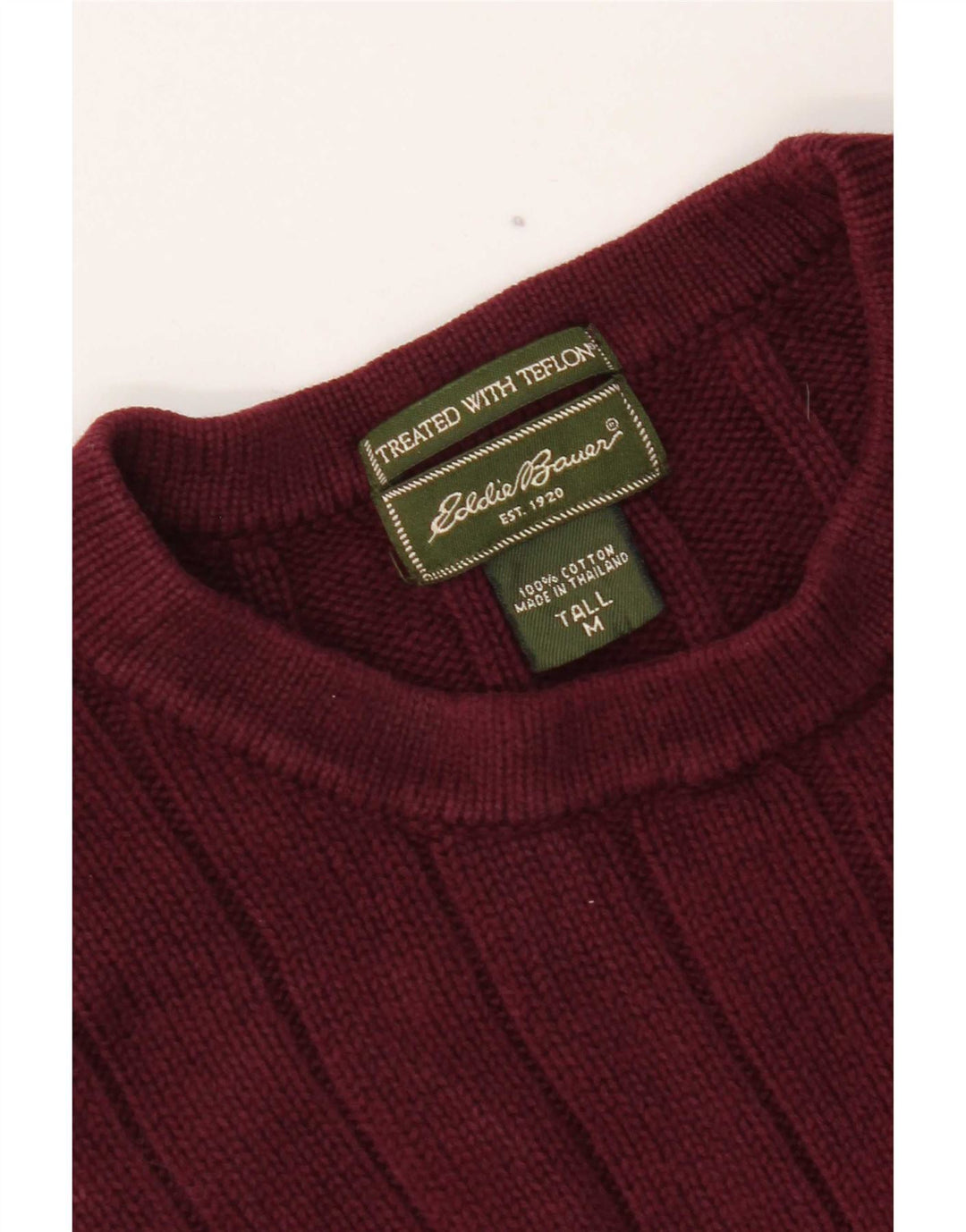 Eddie Bauer Herre høj rund hals trøje sweater Medium Bourgogne bomuld