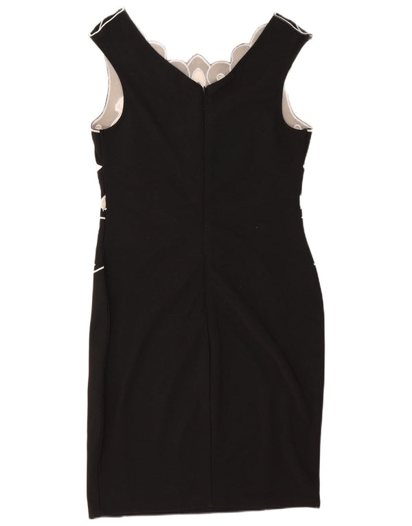 Lipsy Womens Sleeveless Sheath Dress UK 14 Large Black Paisley Polyester