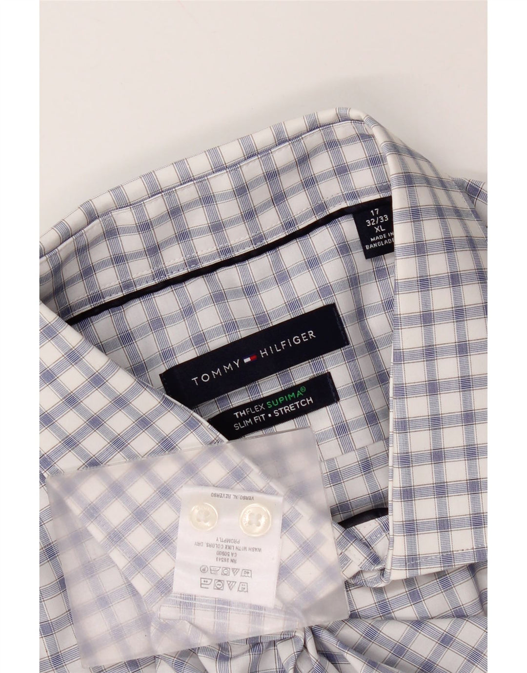 Tommy Hilfiger Dame Slim Fit Skjorte XL Blå Gingham Bomuld