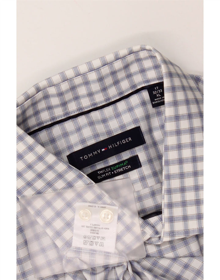 Tommy Hilfiger Dame Slim Fit Skjorte XL Blå Gingham Bomuld