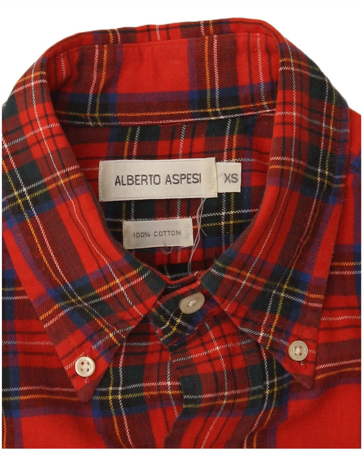 Alberto Aspesi Flannelskjorte til mænd XS rød ternet bomuld