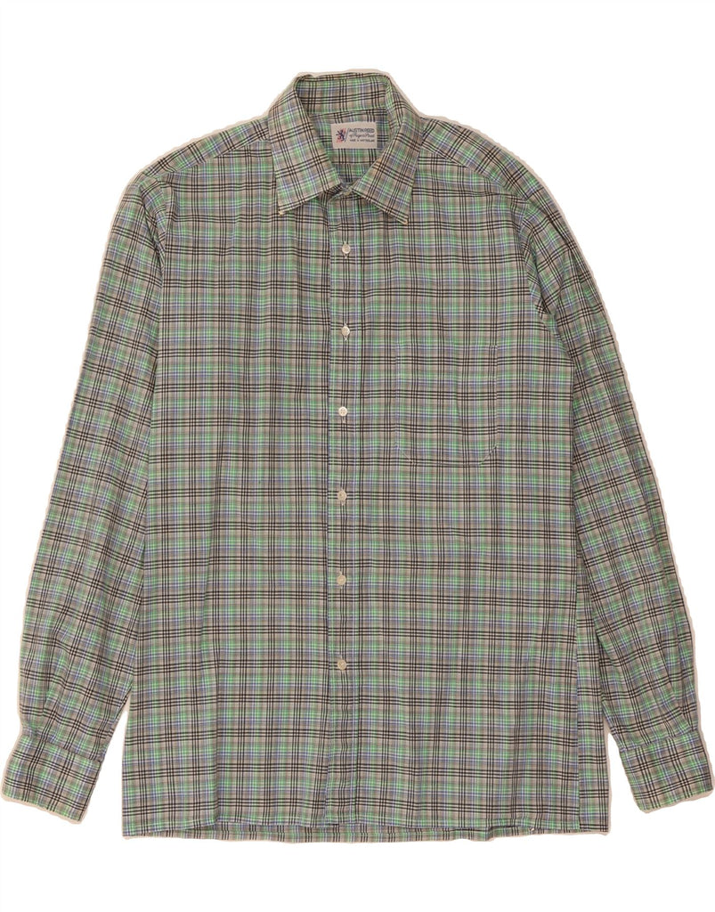 AUSTIN REED Mens Shirt Size 38/15 Medium Green Check Cotton Vintage Austin Reed and Second-Hand Austin Reed from Messina Hembry 