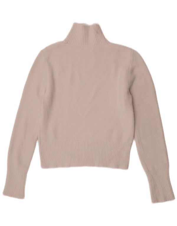 Zara Womens Crop Turtle Neck Jumper Sweater UK 12 Medium White Nylon