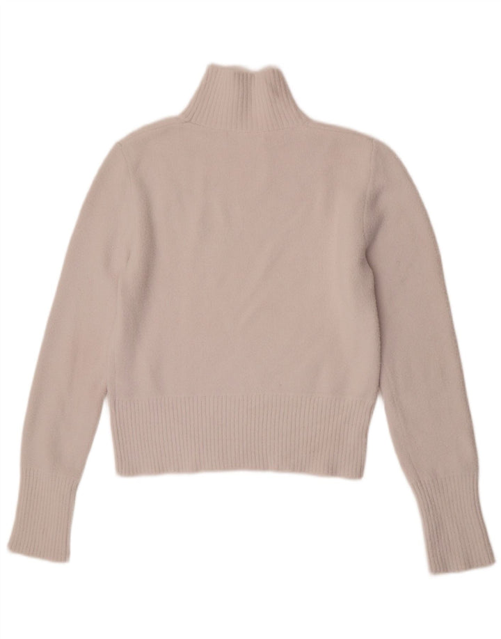 Zara Womens Crop Turtle Neck Jumper Sweater UK 12 Medium White Nylon