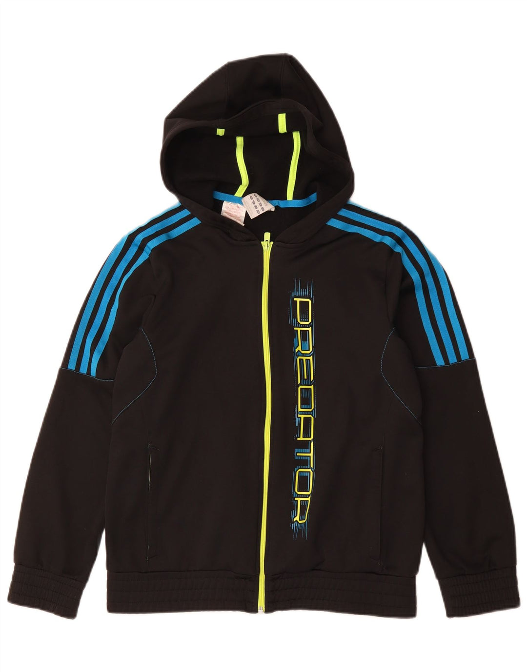 Adidas drenge Predator grafisk hættetrøje med lynlås 13-14 år sort polyester