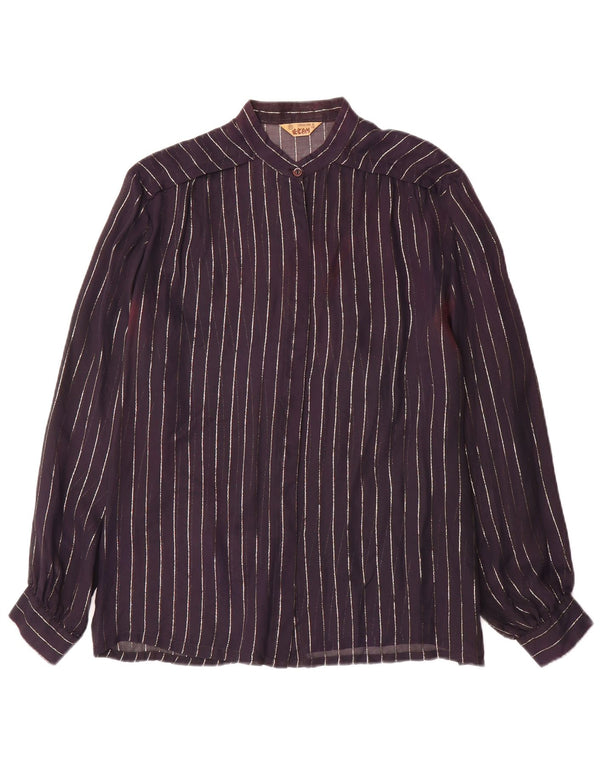 Vintage dameskjorte bluse IT 46 Stor marineblå nålestribe