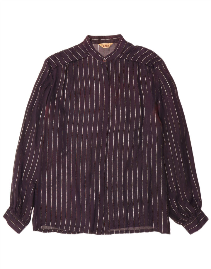 Vintage dameskjorte bluse IT 46 Stor marineblå nålestribe