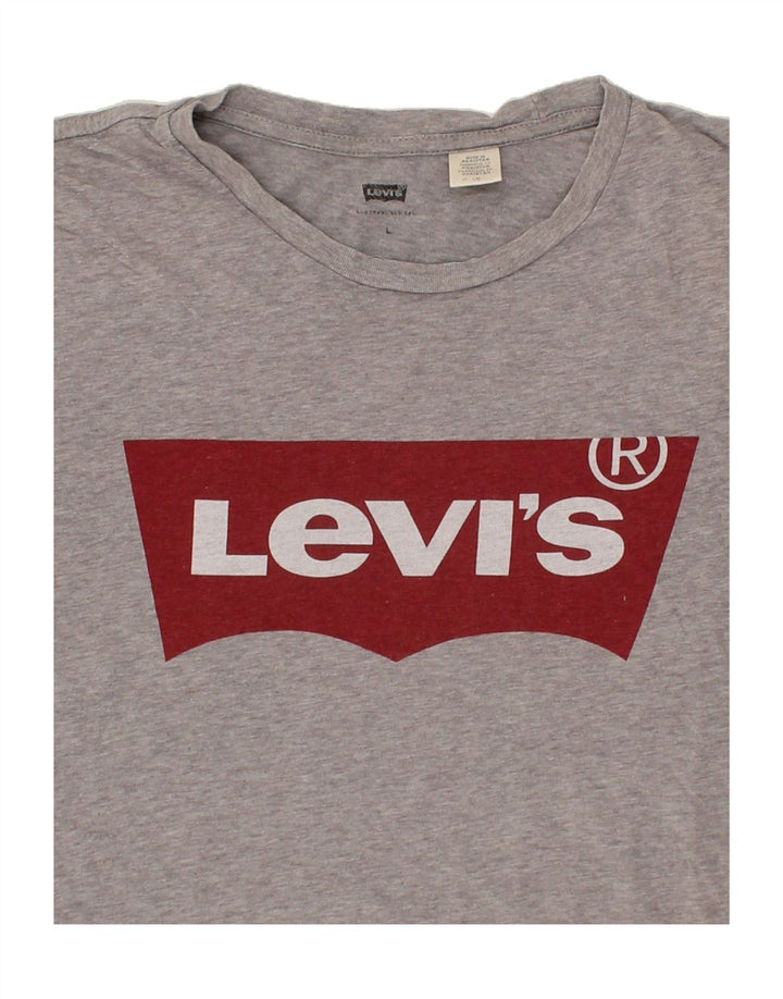 LEVI'S Mens Graphic T-Shirt Top Large Grey Cotton Vintage Levi's and Second-Hand Levi's from Messina Hembry 
