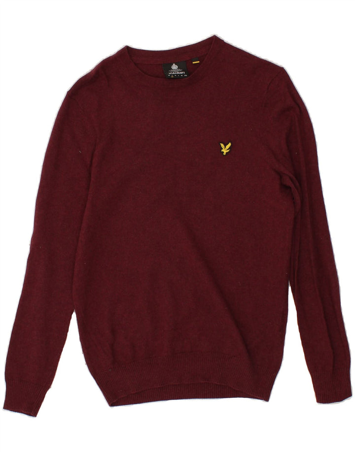 LYLE & SCOTT Mens Crew Neck Jumper Sweater Small Maroon Cotton Vintage Lyle & Scott and Second-Hand Lyle & Scott from Messina Hembry 