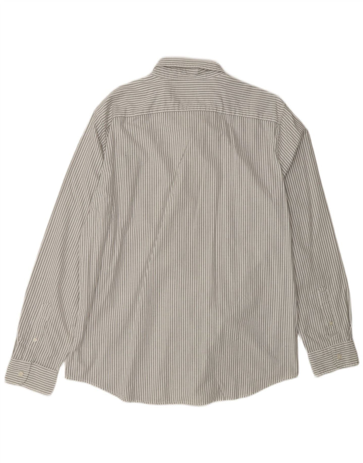 AMERICAN EAGLE Herre Slim Fit skjorte XL Grå nålestribet bomuld