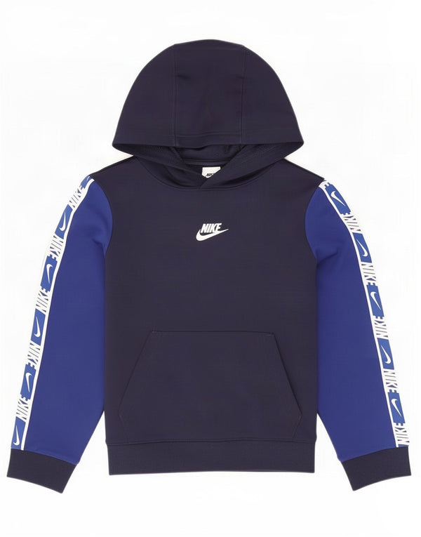 Nike drenge grafisk hættetrøje 8-9 år lille marineblå farveblok
