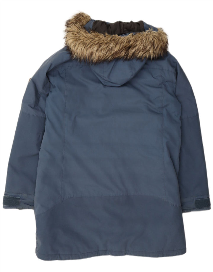 Fjall Raven Dame Hooded Parka Jacket UK 16 Large Blue Polyamide