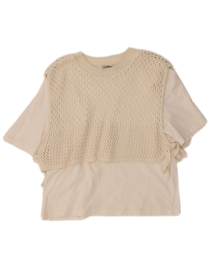 Zara Dame Bluse Top UK 12 Medium White