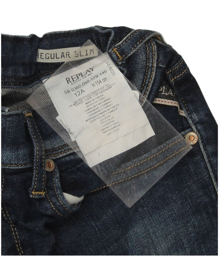 REPLAY Boys Regular Slim Jeans 11-12 Years W26 L29 Blue Cotton
