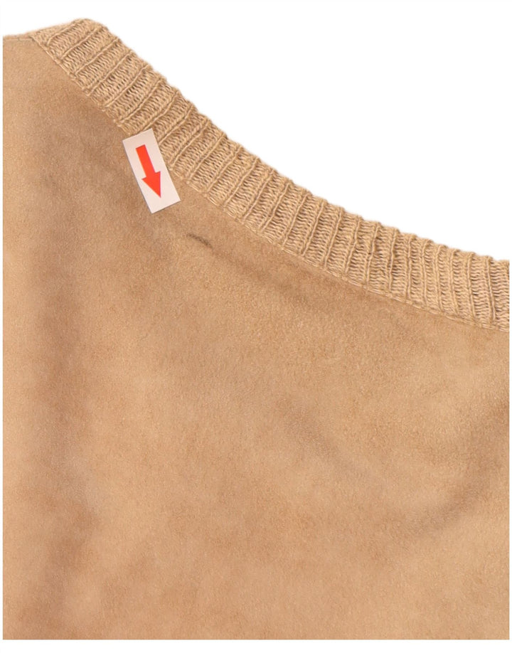 Vintage herre ruskind bomberjakke UK 38 Medium beige stribet læder