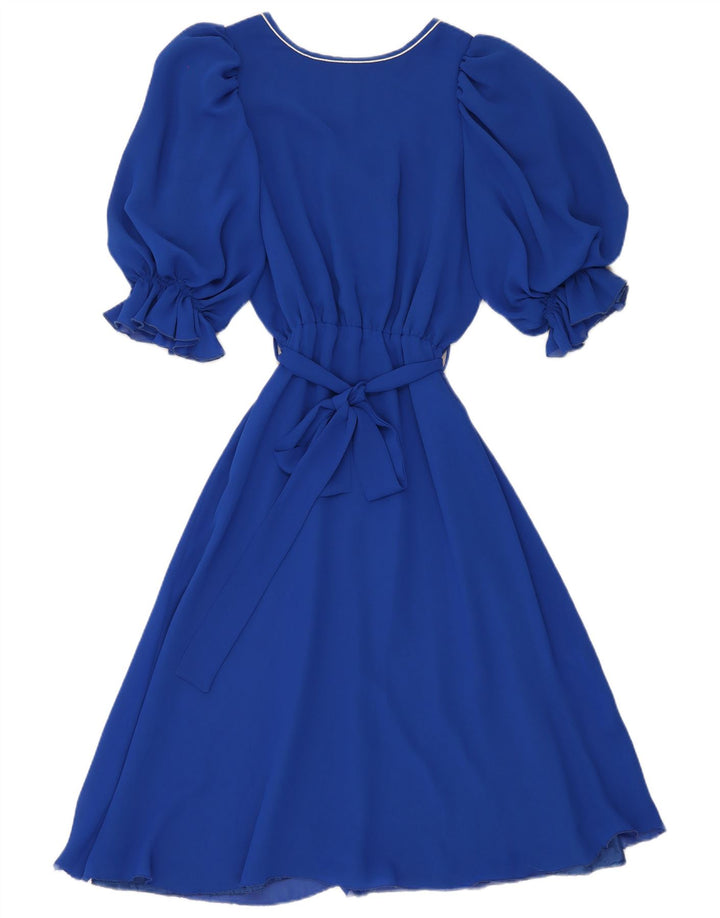 Vintage Dame A-Line Kjole IT 40 Lille Blå Polyester