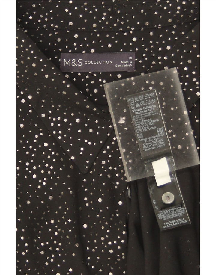 Marks & Spencer Dame Oversized skjortebluse UK 18 XL Sort plettet