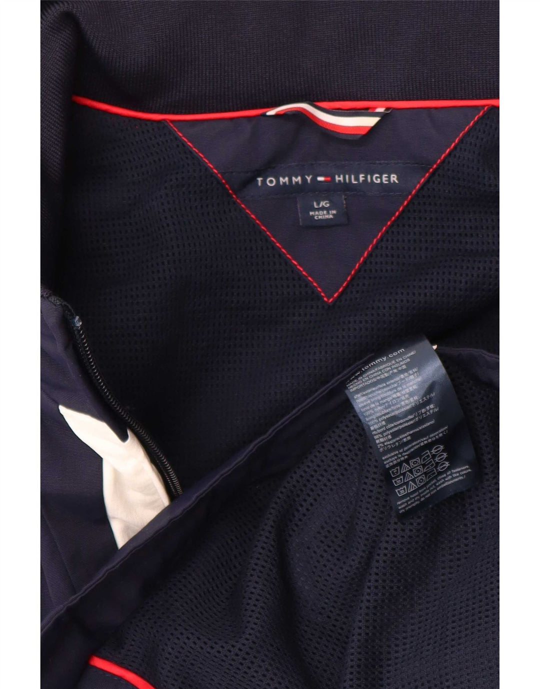 Tommy Hilfiger Regnjakke til kvinder UK 14 Large Navy Blue Colourblock Nylon