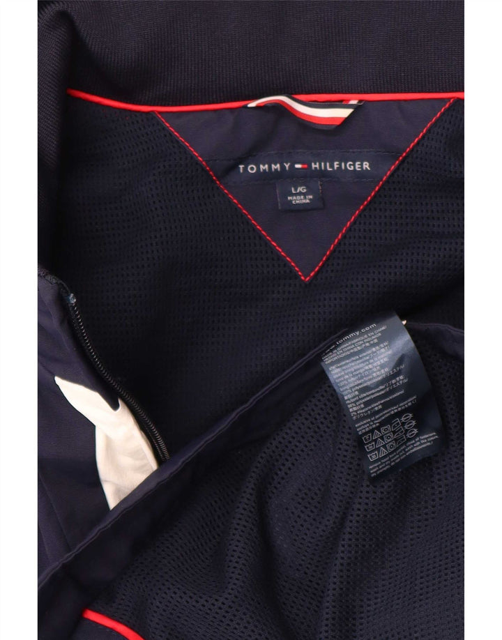 Tommy Hilfiger Regnjakke til kvinder UK 14 Large Navy Blue Colourblock Nylon