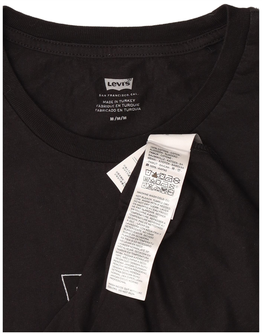 Levi's Dame Grafisk T-Shirt Top UK 14 Medium Sort Bomuld