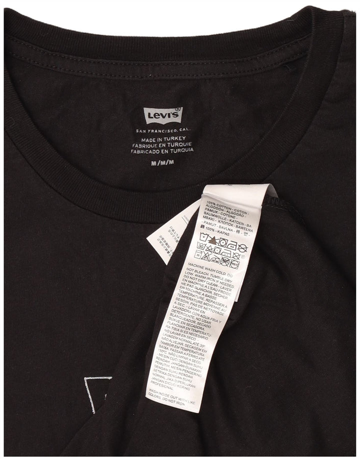 Levi's Dame Grafisk T-Shirt Top UK 14 Medium Sort Bomuld