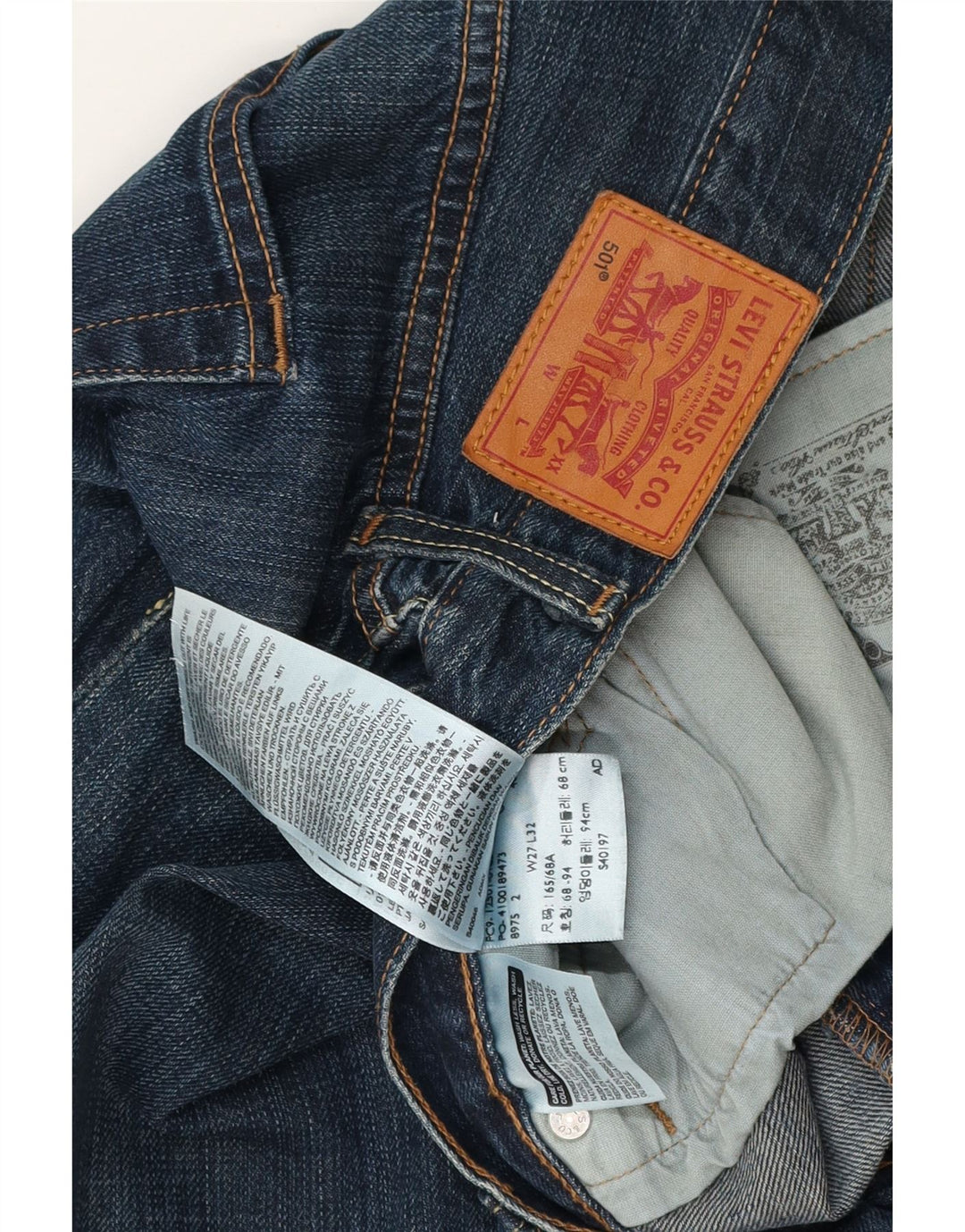 LEVI'S Dame 501 Straight Jeans W27 L32 Blå Bomuld