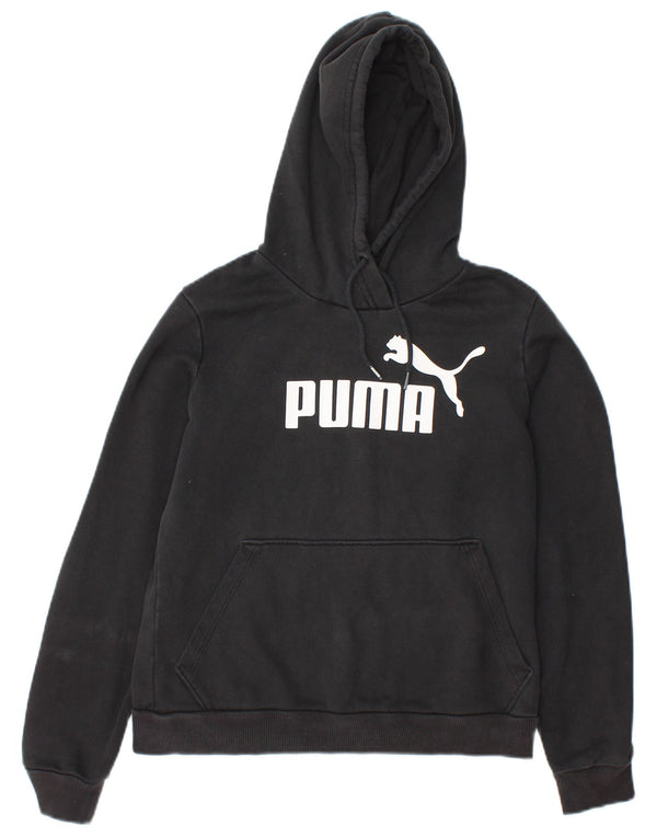 Puma Graphic Hoodie Jumper UK 10 Small Black Bomuld