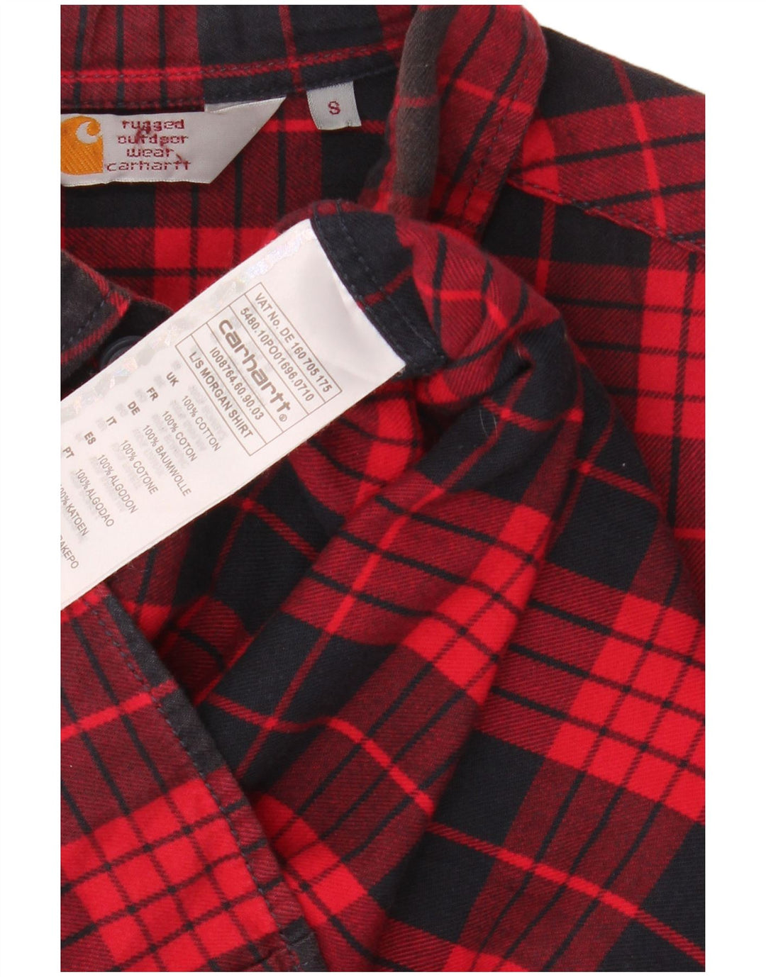Carhartt Herre flannel skjorte lille rød plaid bomuld