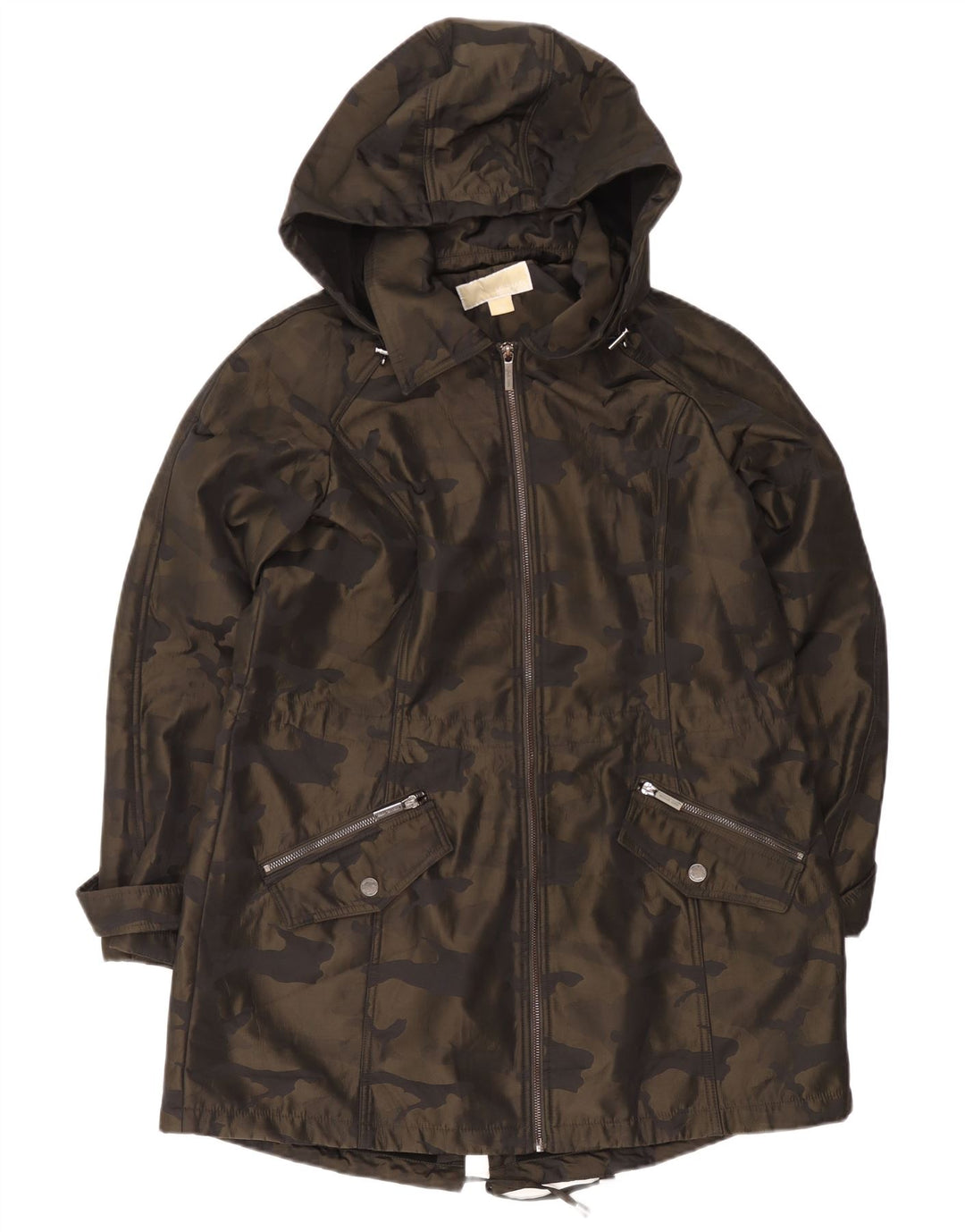 Michael Kors Dame Hooded Parka Jacket UK 18 XL Khaki Camouflage Polyester