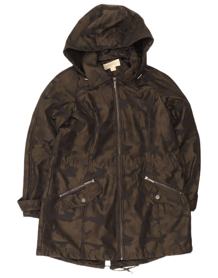 Michael Kors Dame Hooded Parka Jacket UK 18 XL Khaki Camouflage Polyester