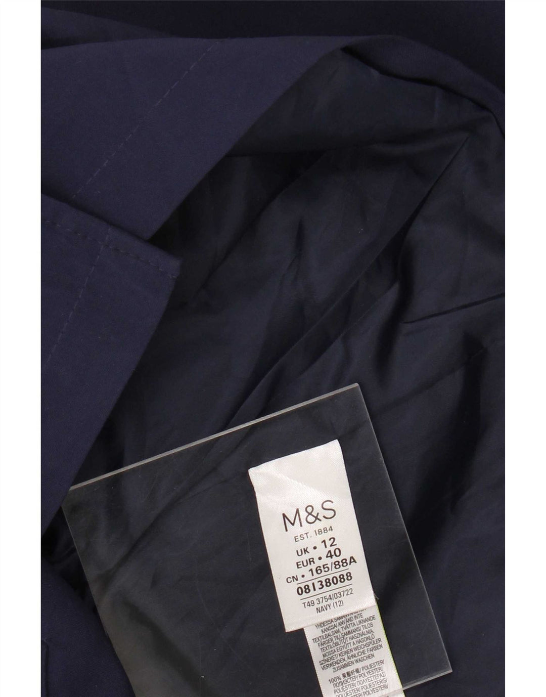 Marks & Spencer Trench Coat til kvinder UK 12 Medium Navy Blue Polyester