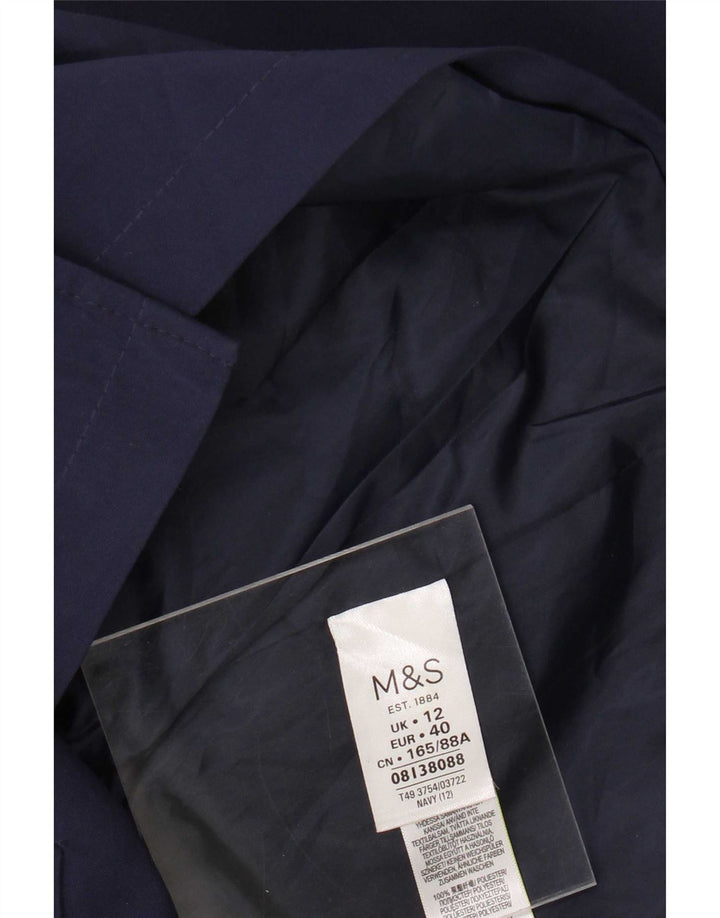 Marks & Spencer Trench Coat til kvinder UK 12 Medium Navy Blue Polyester
