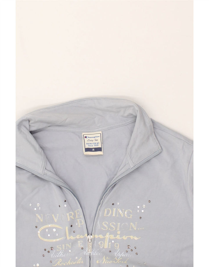 CHAMPION Womens Graphic Tracksuit Top Jacket UK 12 Medium Grey | Vintage Champion | Thrift | Second-Hand Champion | Used Clothing | Messina Hembry 