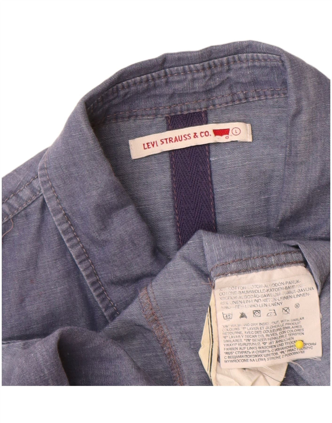 Levi's kortærmet skjorte til kvinder UK 14 Stor blå bomuld