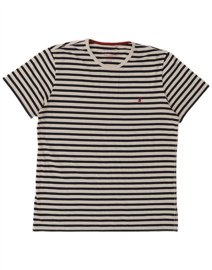 Joules Herre T-shirt Top Stor marineblå stribet bomuld