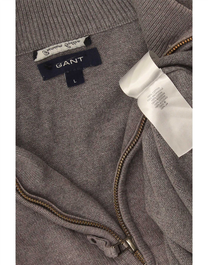 Gant Herre Zip Neck Jumper Sweater Stor Grå Bomuld
