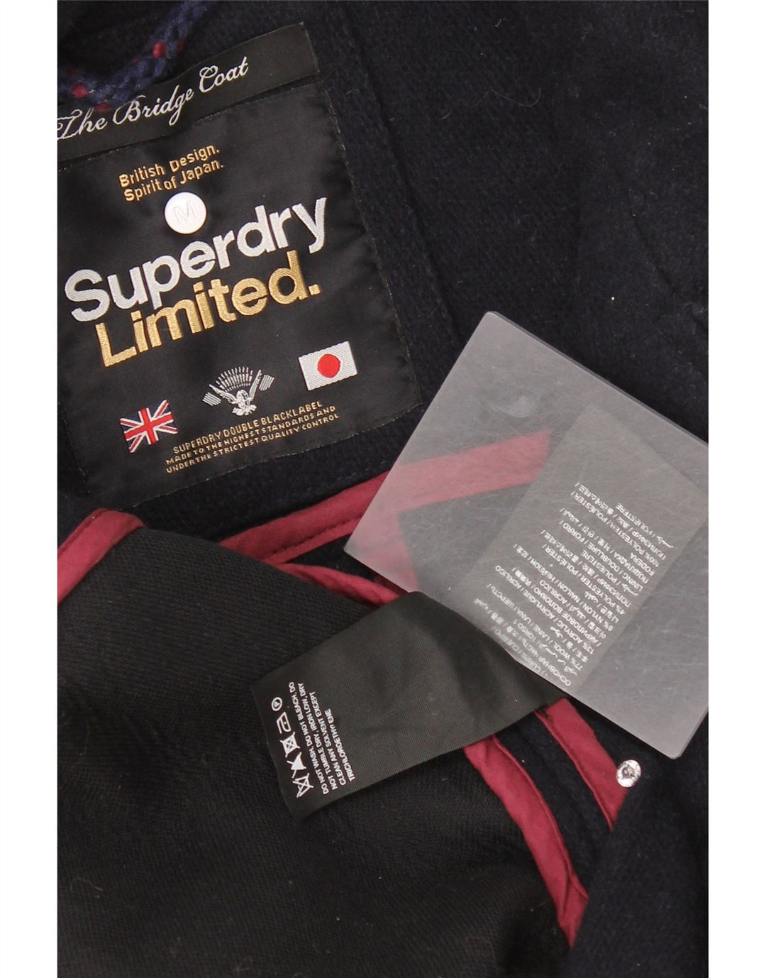 Superdry dobbeltradet frakke til kvinder UK 12 Mellem marineblå uld