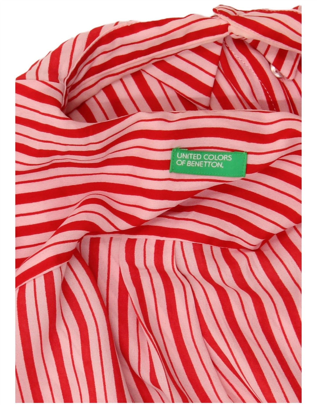 Benetton Womens Crop Shirt Bluse UK 18 XL Rødstribet