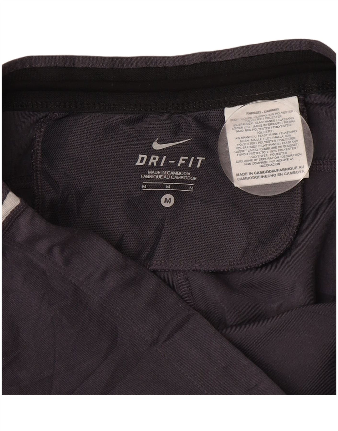 Nike Dame Dri Fit Capri Leggings UK 12 Medium Grey Polyester