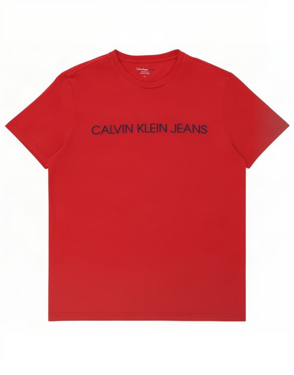 Calvin Klein Jeans Herre Grafisk T-Shirt Top Stor Rød