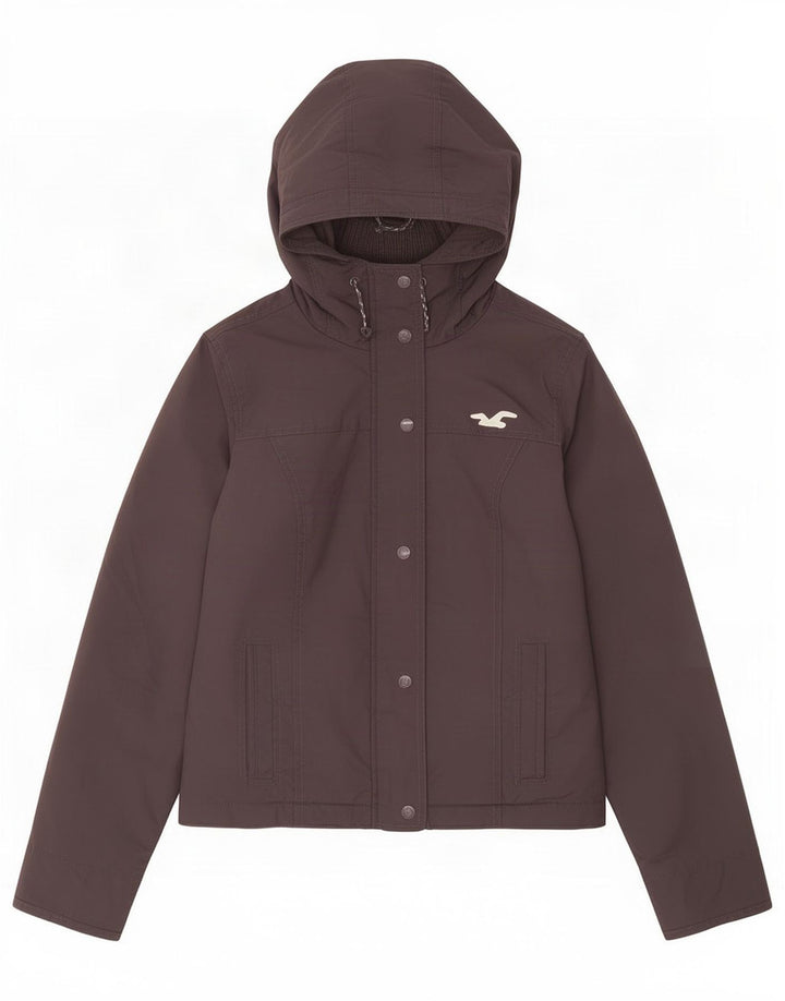 Hollister hættebomberjakke til kvinder UK 14 Medium Grey Polyester