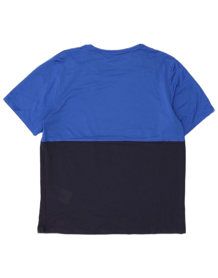 Nike Herre Dri Fit T-shirt Top Medium Blue Colourblock Polyester