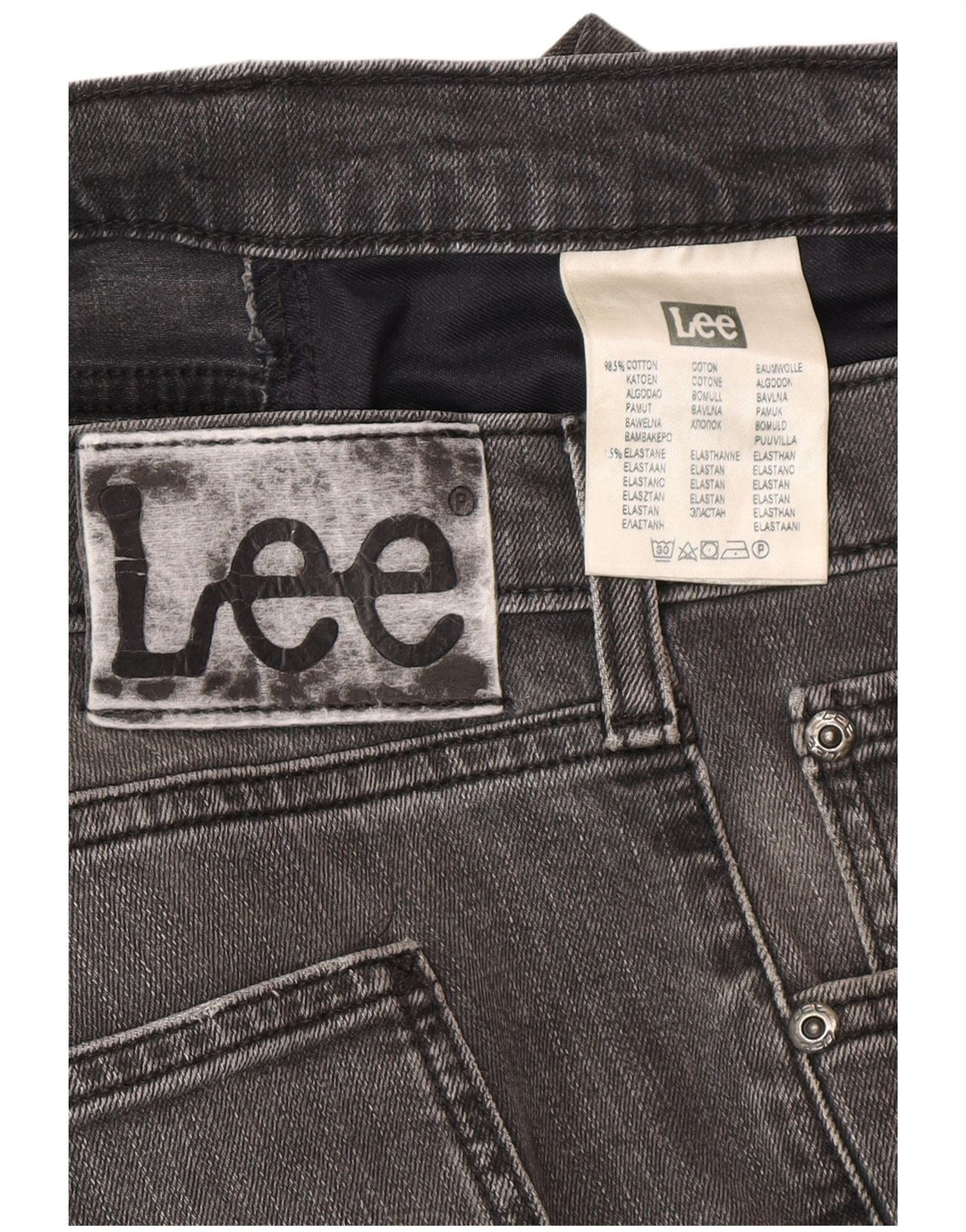 Lee Mens Luke Distressed Slim Jeans W36 L32 Grå Bomuld