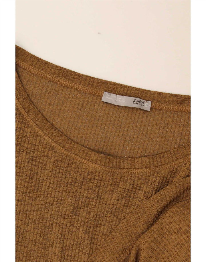 Zara Dame Asymmetrisk Oversized Bluse Top UK 16 Large Khaki