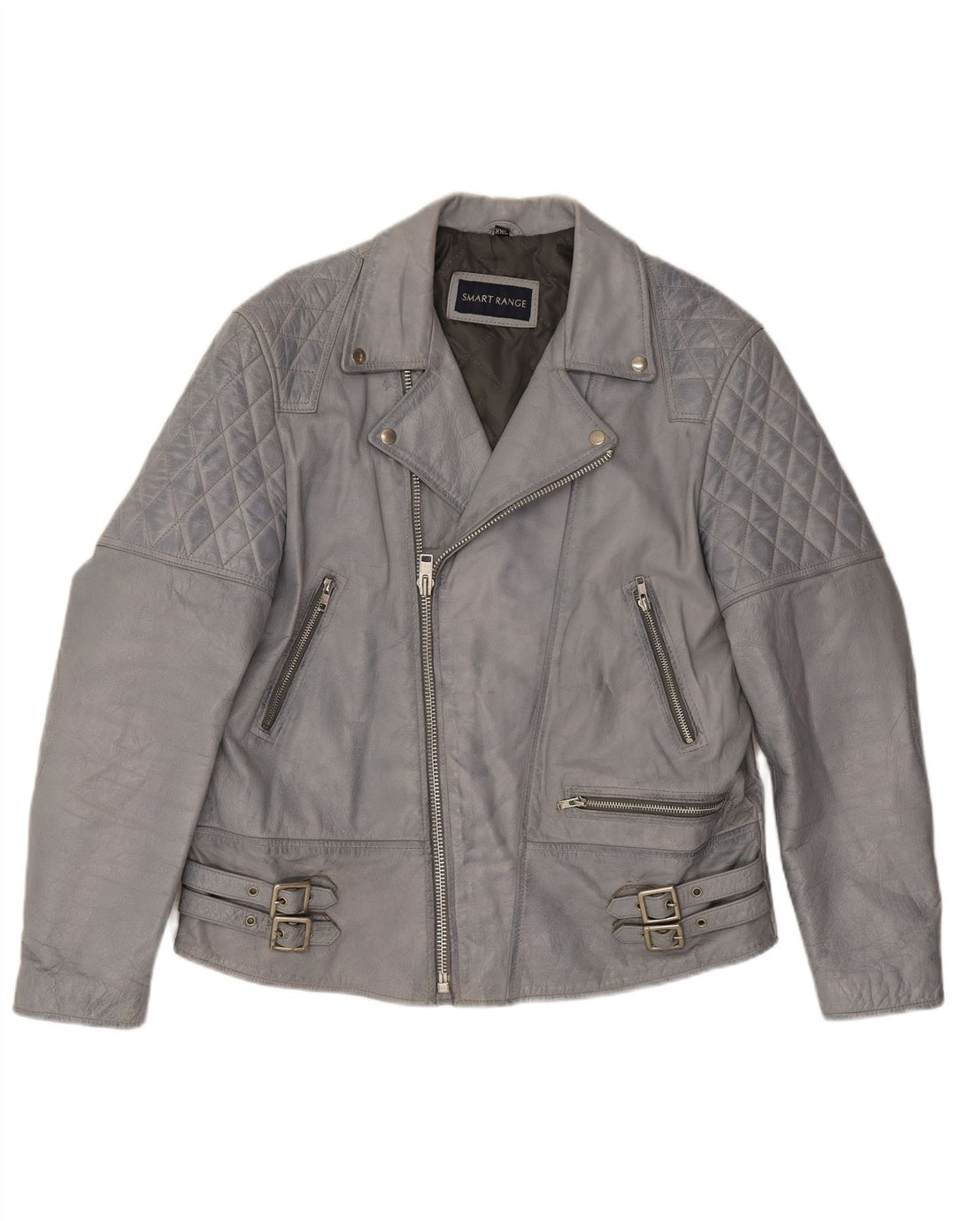 Smart Range Dame Læder Biker Jacket UK 20 2XL Blå Læder